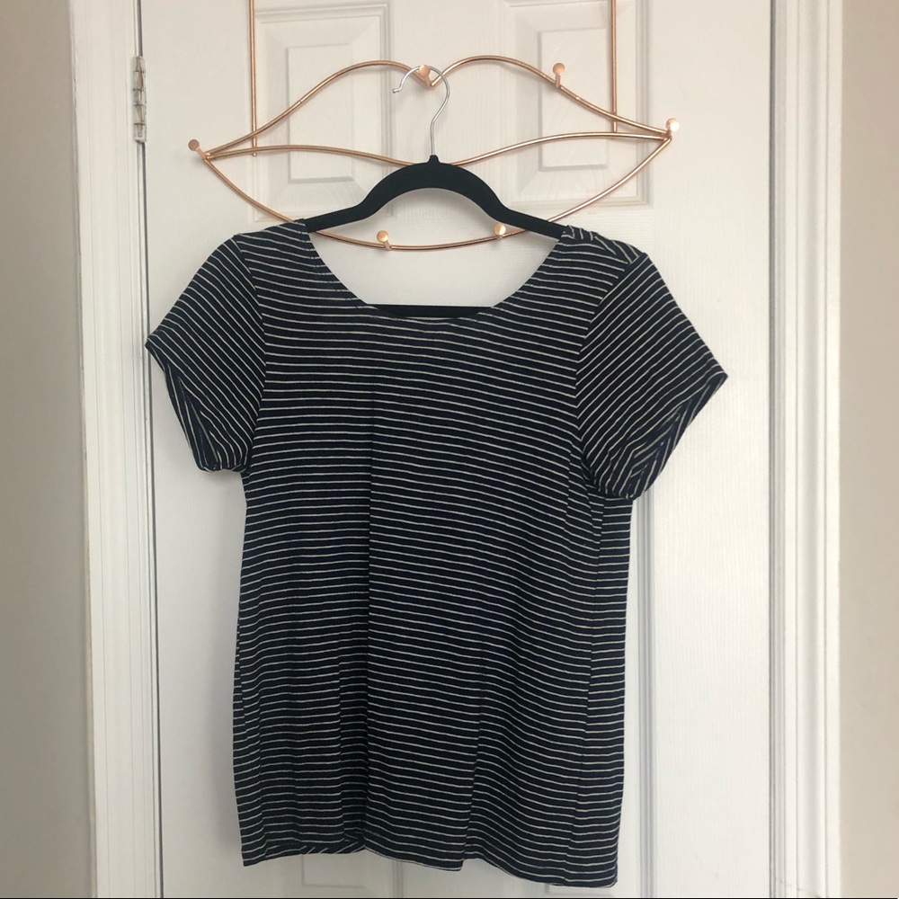 BB Dakota dark blue striped shirt with open back